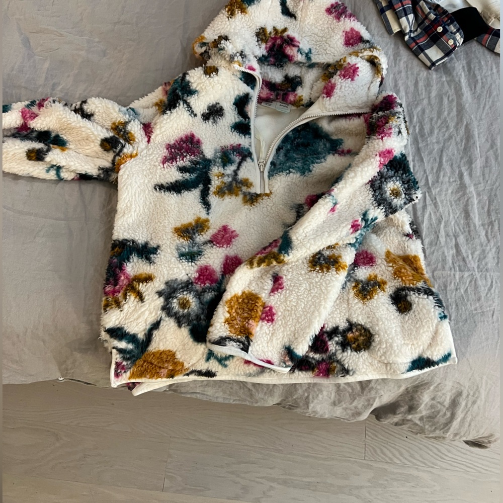 Saturday Sunday Anthropologie fluffy half zip pullover hoodie.